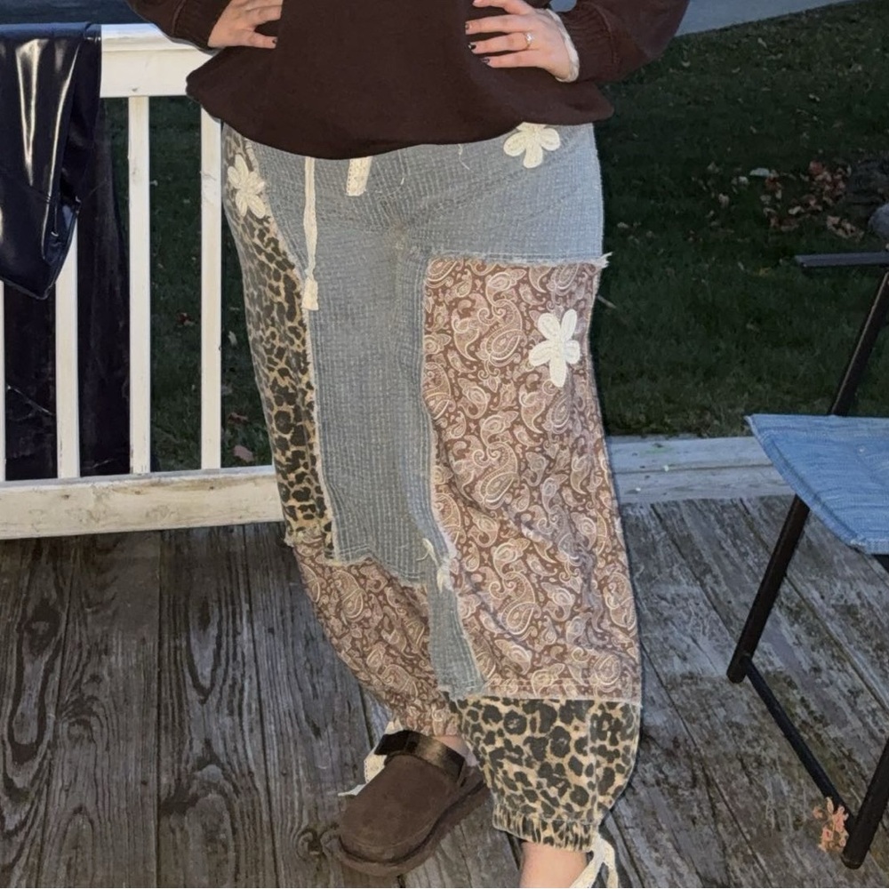 Pol Oversized Joggers Contrast Patchwork - Denim … - image 2